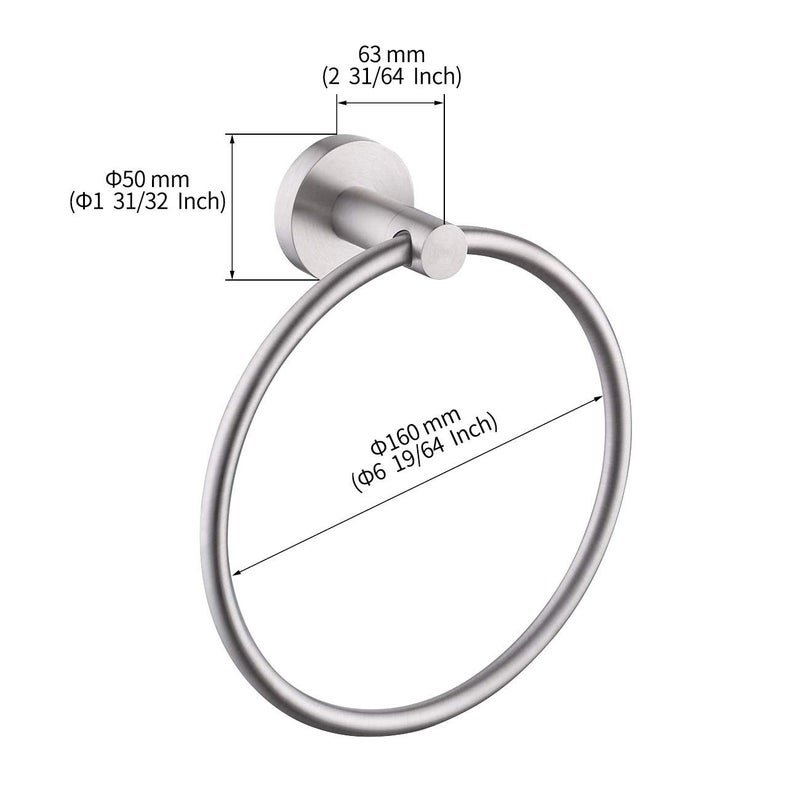 KES Towel Ring for Bathroom, Hand Towel Holder Round Towel Hanger Wall Mount SUS304 Stainless Steel Brushed Finish, A2180DG-2 - Image 5